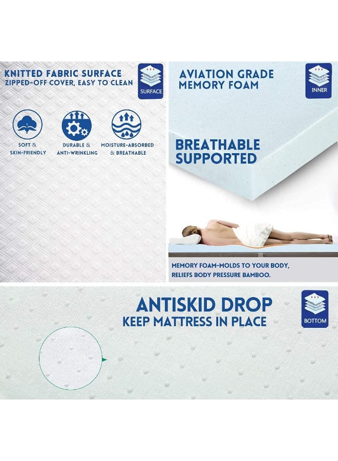 Harmony Home Memory Foam Mattress Topper – 5cm Visco Elastic | Removable Knitted Cover | Double/Full Size (140x200 cm) - Image 3