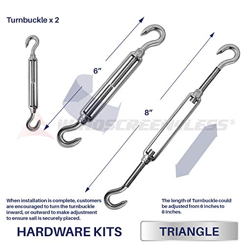 Windscreen4less Sun Shade Sail Hardware Kit - 6 Inches - Super Heavy Duty - for Triangle Sun Shade Sail - Image 3