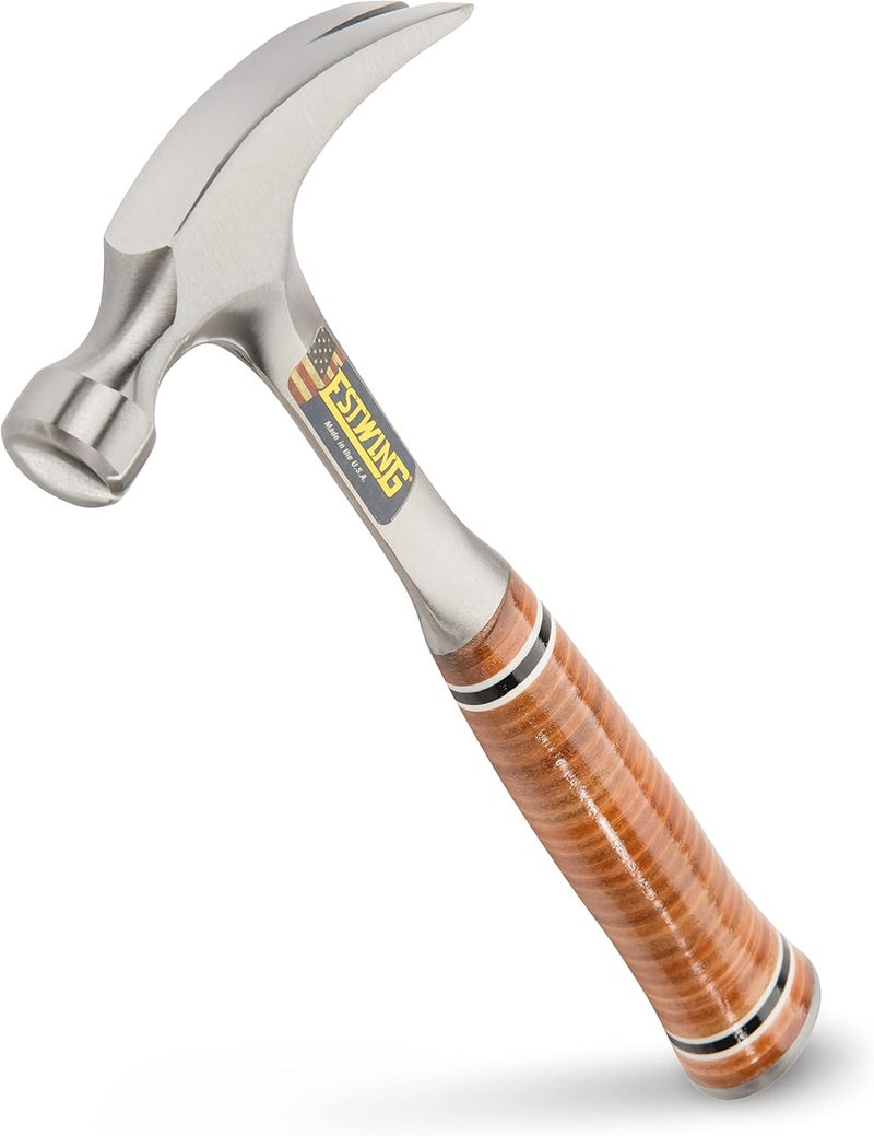 Estwing Hammer - 12 oz Straight Rip Claw with Smooth Face & Genuine Leather Grip - E12S - Image 1