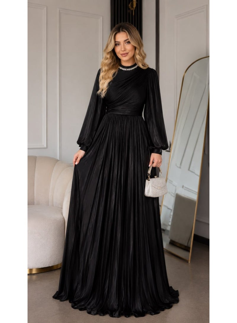 Elegant Women's Lined Shimmer Dress – High-Quality Luxurious Fabric with a Chic Cut for a Slimmer Look – Distinctive Modern Design for Occasions and Outings – One Size Fits Up to 85 kg - Image 3