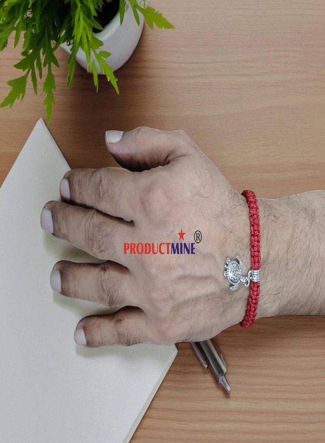 PRODUCTMINE سوار PRODUCTMINE® مصنوع يدويًا قابل للتعديل مع تعليقة سلحفاة، سوار معصم، سوار صداقة للنساء، لطيف على البشرة - أحمر - Image 3