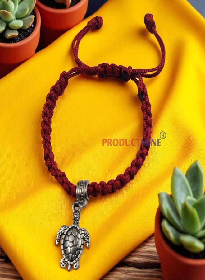 PRODUCTMINE سوار PRODUCTMINE® مصنوع يدويًا قابل للتعديل مع تعليقة سلحفاة، سوار معصم، سوار صداقة للنساء، لطيف على البشرة - أحمر - Image 4