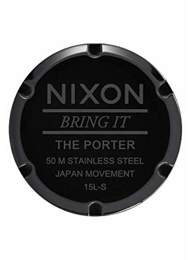 NIXON ساعة نيكستون بورتير الجلدية A1058 مقاومة للماء حتى 50م للرجال (حزام جلد 20-18مم ووجه ساعة 40مم)، أسود/ذهبي، مقاس واحد، جلد بورتير - Image 4