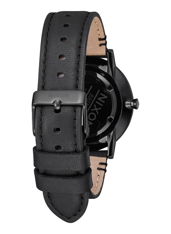 NIXON ساعة نيكستون بورتير الجلدية A1058 مقاومة للماء حتى 50م للرجال (حزام جلد 20-18مم ووجه ساعة 40مم)، أسود/ذهبي، مقاس واحد، جلد بورتير - Image 3