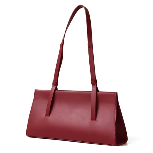 DONNAIN Genuine Leather Trendy Shoulder Bag for Women, Small Women Handbag and Clutch Purse (Red Wine) - Image 1