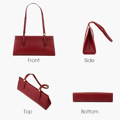 DONNAIN Genuine Leather Trendy Shoulder Bag for Women, Small Women Handbag and Clutch Purse (Red Wine) - Image 3