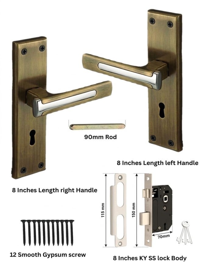 Trevi mortice lock set أقفال أبواب تريفي للباب الرئيسي، قفل باب غرفة النوم، طقم قفل باب نقر، مقبض باب نقر، أطقم مقابض وأقفال أبواب مع 3 مفاتيح | عتيقة | للمكاتب/الفنادق/المنازل - Image 2
