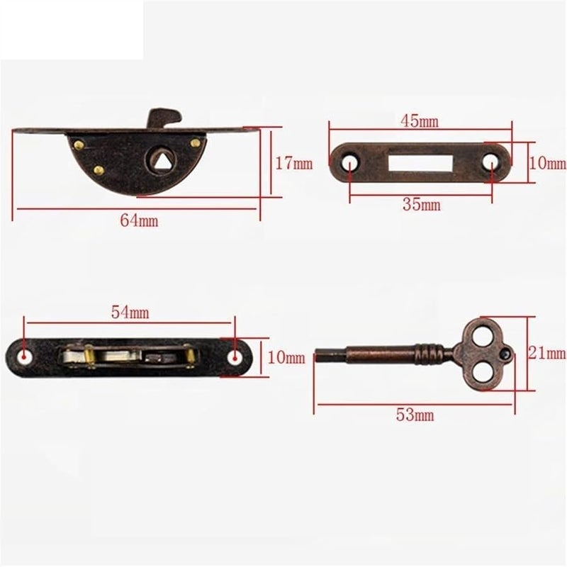 Vintage Antique Style Iron Lock And Key For Drawer Cabinet Door Wardrobe Color A - Image 5