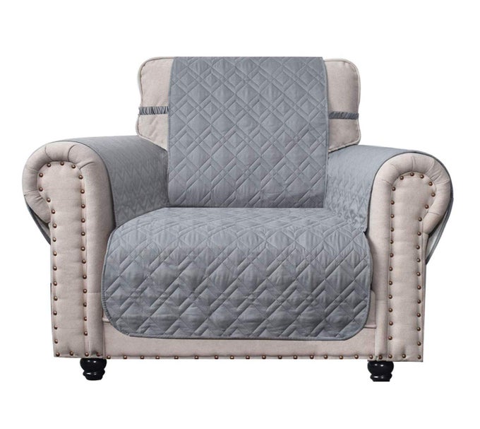 WATERPROOF NONSLIP CHAIR COVER FOR LEATHER DOG CHAIR COVER FURNITURE PROTECTOR IDEAL CHAIR SLIPCOVERS FOR PETS AND KIDS STAY IN PLACE 23 LIGHT GREY