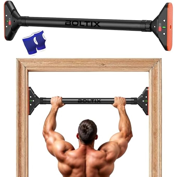BOLTIX Pull Up Bar For Home Adjustable Length Hanging Rod For Height Increase No Screws Anti-Skid Grip Hanging Bar For Pull-Up Push Up Chin Up Bar For Home Max Load 200Kg Length 75-94Cm (Black, Pack Of 2) - Image 1