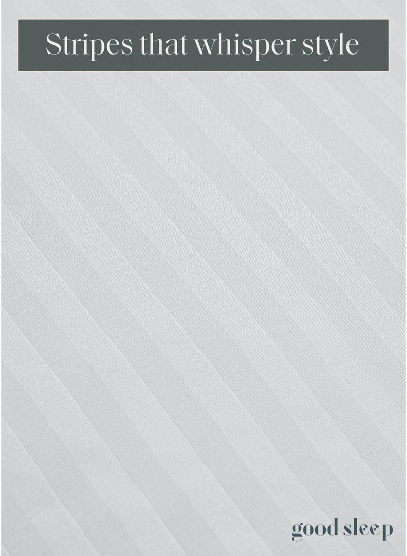 Good Sleep Premium Striped Duvet Set – 6-Piece White | King Size 220x240 cm | Ultra-Soft, Wrinkle-Resistant & Made in Dubai | Includes Duvet Cover, Fitted Sheet & 4 Pillowcases  - Image 4