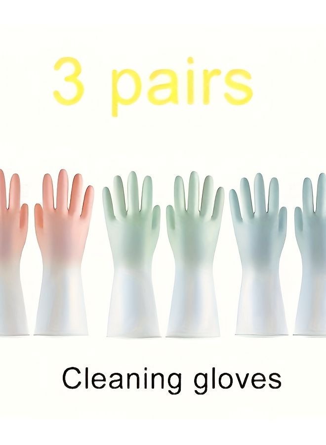 3 Pack Premium Silicone Cleaning Gloves Green Pink Blue Slip Resistant Durable - Image 3