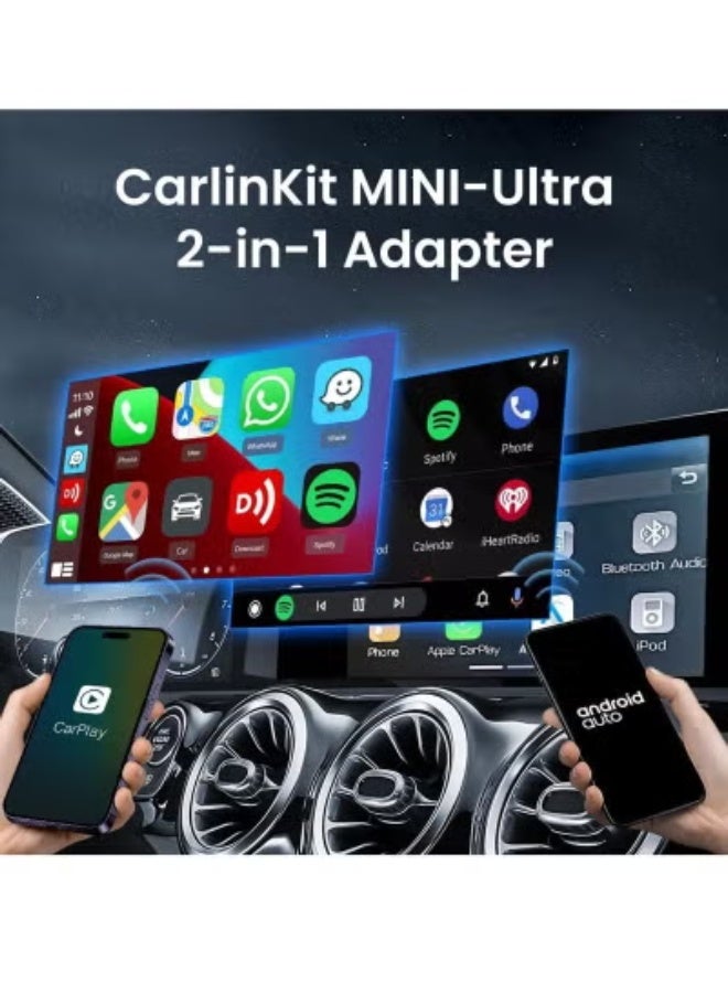 جاجيك 2-in-1 Mini Wireless CarPlay & Android Auto Adapter – Convert Wired iOS 10+ & Android 11+ to Wireless, USB-Powered, Plug & Play, Seamless In-Car Connectivity - Image 2