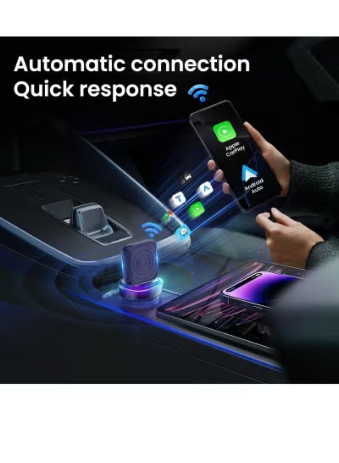 جاجيك 2-in-1 Mini Wireless CarPlay & Android Auto Adapter – Convert Wired iOS 10+ & Android 11+ to Wireless, USB-Powered, Plug & Play, Seamless In-Car Connectivity - Image 4