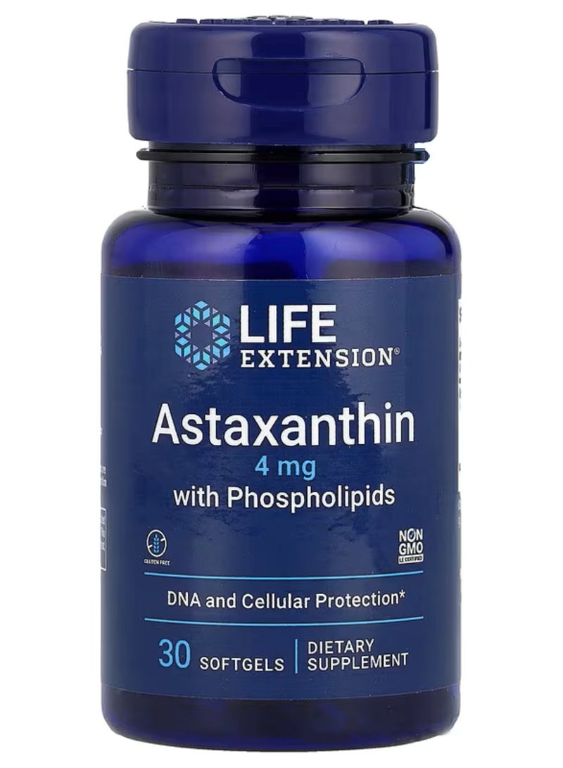 أستازانثين مع فوسفوليبيدات، 4 مجم، 30 كبسولة هلامية