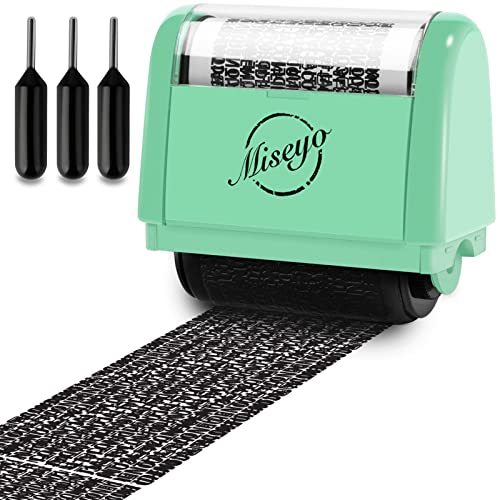 Miseyo Wide Identity Theft Protection Roller Stamp Set - Mint Green (3 Refill Ink Included) - Image 1