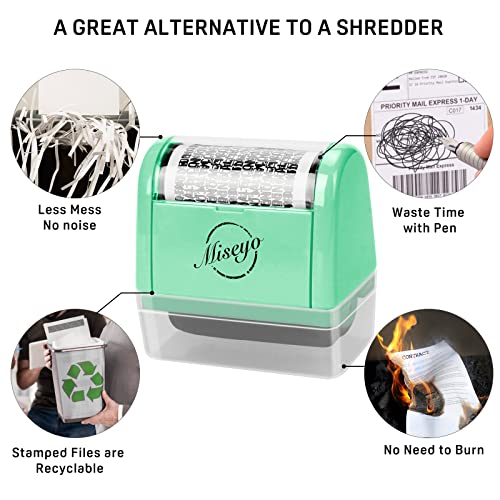 Miseyo Wide Identity Theft Protection Roller Stamp Set - Mint Green (3 Refill Ink Included) - Image 5