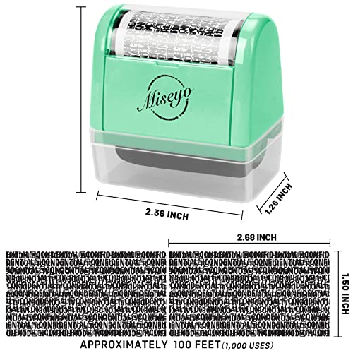 Miseyo Wide Identity Theft Protection Roller Stamp Set - Mint Green (3 Refill Ink Included) - Image 2