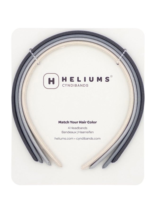 Heliums Thin Headbands 8mm Skinny Headband for Women 4 Count Comfortable Narrow Hair Bands Blend with Hair Color Dark Grey Light Gray Off White - Image 2