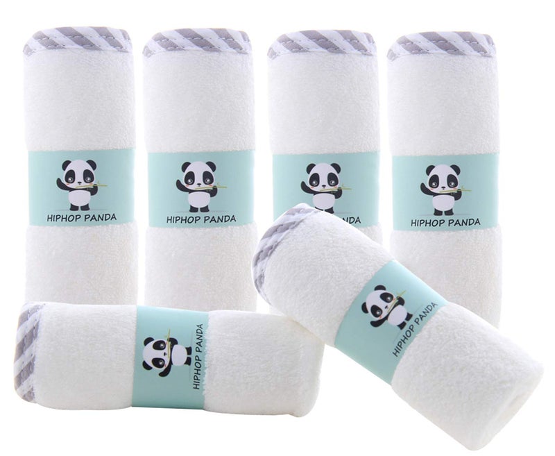 HIPHOP PANDA HIPHOP PANDA Baby Washcloths Rayon Made from Bamboo 2 Layer Ultra Soft Absorbent Newborn Bath Face Towel Reusable Baby Wipes for Delicate Skin Gray Stripe 6 Pack 