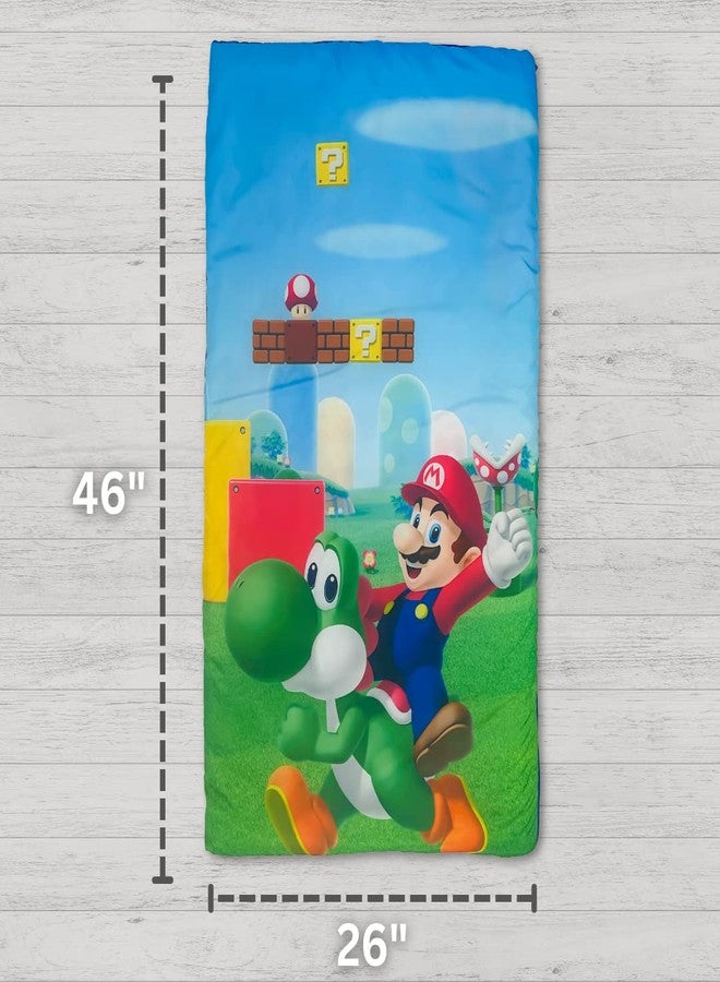 Franco Super Mario Kids Soft Lightweight 2 Piece Sleeping/Slumber Bag and Sling Bag Set, 46"(L) X 26"(W), (Official Licensed Nintendo Product) by Franco - Image 3