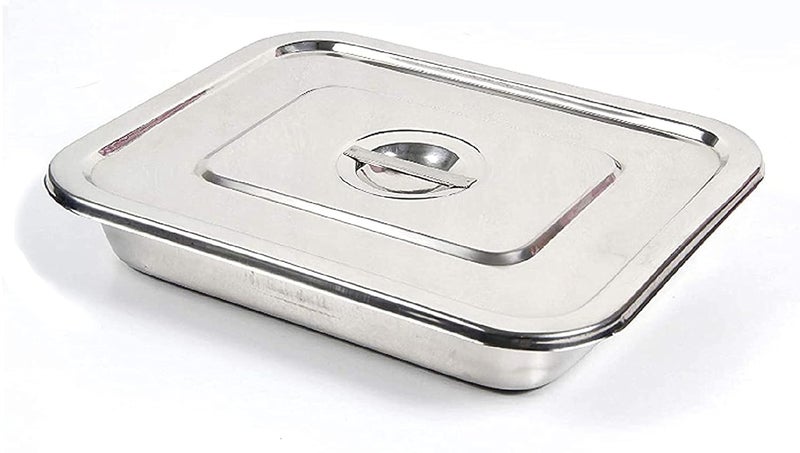 Amazecare Amazecare Medical Reusable Instrument Tray with Lid Made from Heavy Stainless Steel 8x3 8x6 9x6 10x8 12x10 Instrument Tray 10x8  - Image 1