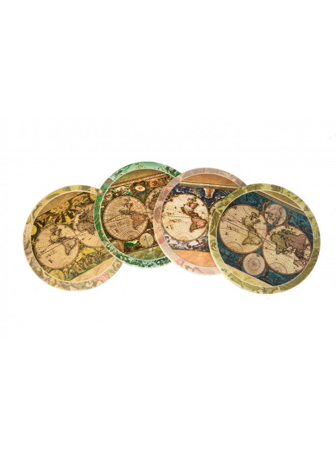 CoasterStone Absorbent Stone Coasters Vintage Old World Maps, Traditional Decor, 4-1/4-Inch - Image 2
