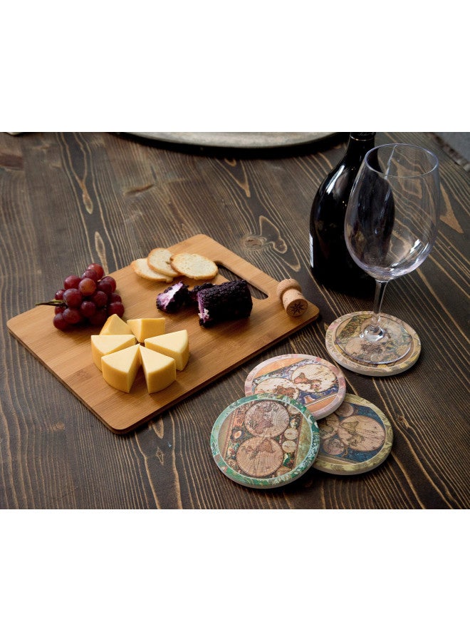 CoasterStone Absorbent Stone Coasters Vintage Old World Maps, Traditional Decor, 4-1/4-Inch - Image 4