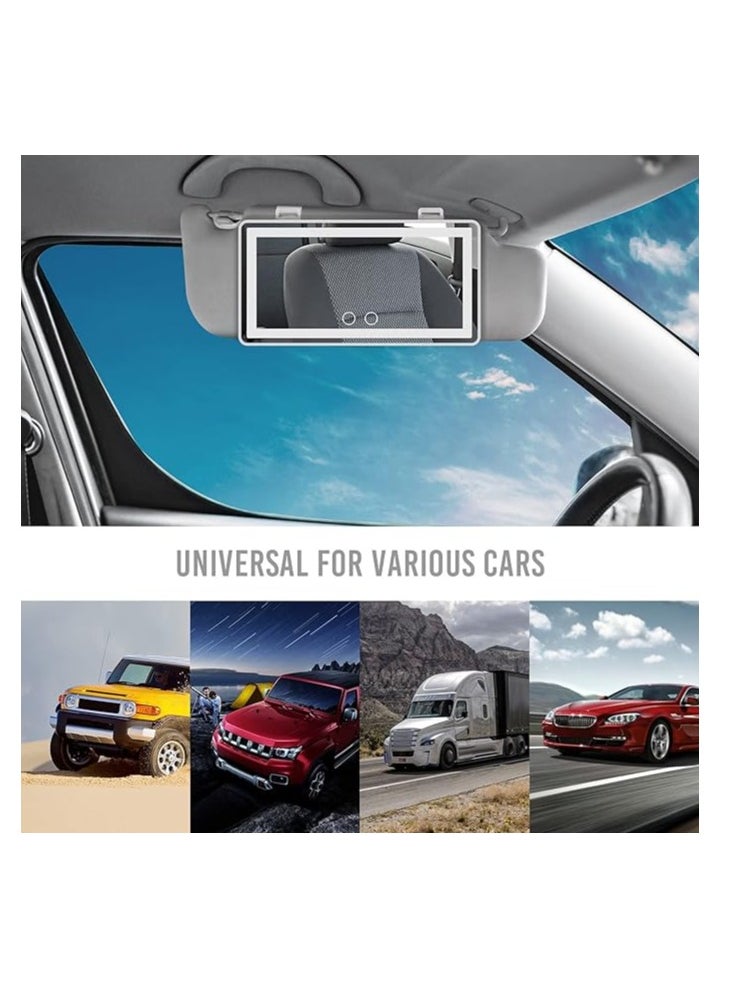 Generic Car Visor Lighted Vanity Mirror Car Makeup Mirror with Lights 60 LED, Dimmable Sun Visor Mirror with Touch on Screen, Clip-on Vanity Mirror for Women (White)  - Image 3