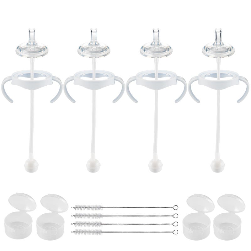 joyfeed Straw Cup Conversion Kit for Philips Avent Natural Baby Bottles,Weighted Straw Sippy Cup Transition Kit with Soft Nipple and Handles for Toddler, Pack of 4 - Image 1