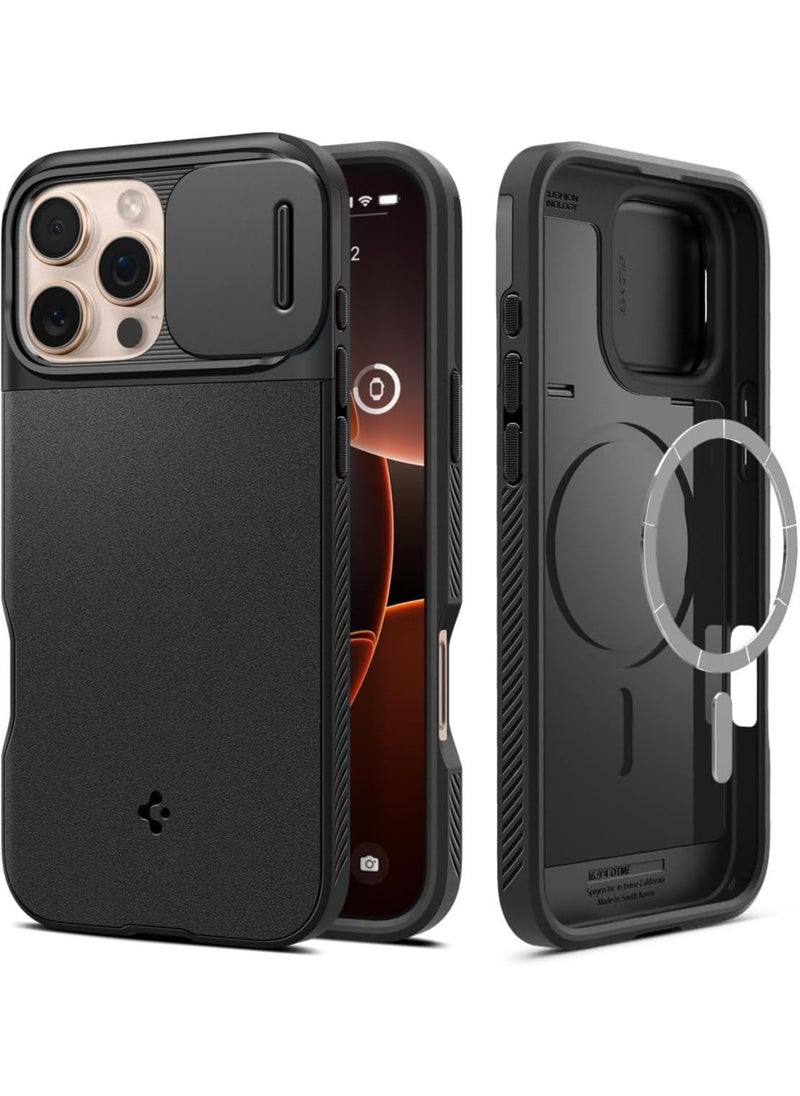 Spigen Optik Armor MagFit iPhone 16 Pro Max Case Cover (2024) with MagSafe - Black  - Image 1