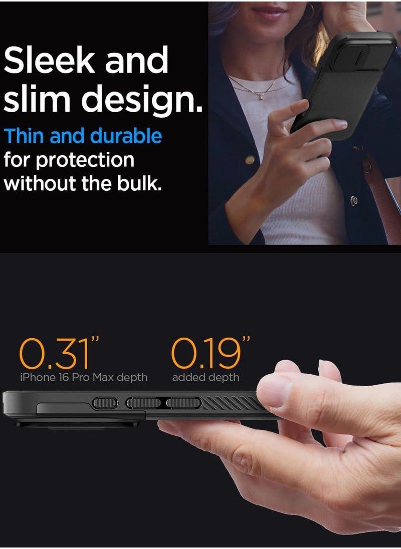 Spigen - Optik Armor MagFit iPhone 16 Pro Max Case Cover (2024) with MagSafe - Black - Image 1