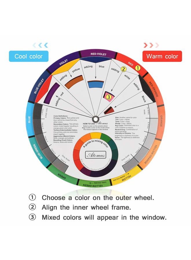 JimKing Creative Color Wheel, Paint Mixing Learning Guide, Art Class Teaching Tool for Makeup Painting Tattoo,Blending Board Chart Color Mixed Guide Hardboard(9.25inch) - Image 2