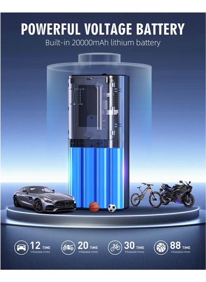 Generic Tire Inflator Portable Air Compressor-180PSI & 20000mAh Portable Air Pump, Accurate Pressure LCD Display, 3X Fast Inflation for Cars, Bikes & Motorcycle Tires, Balls.  - Image 5