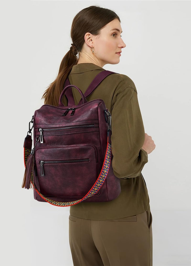 Shrrie Backpack Purse for Women Leather Backpack Fashion Designer Travel Backpack Convertible Shoulder Bag - Image 3