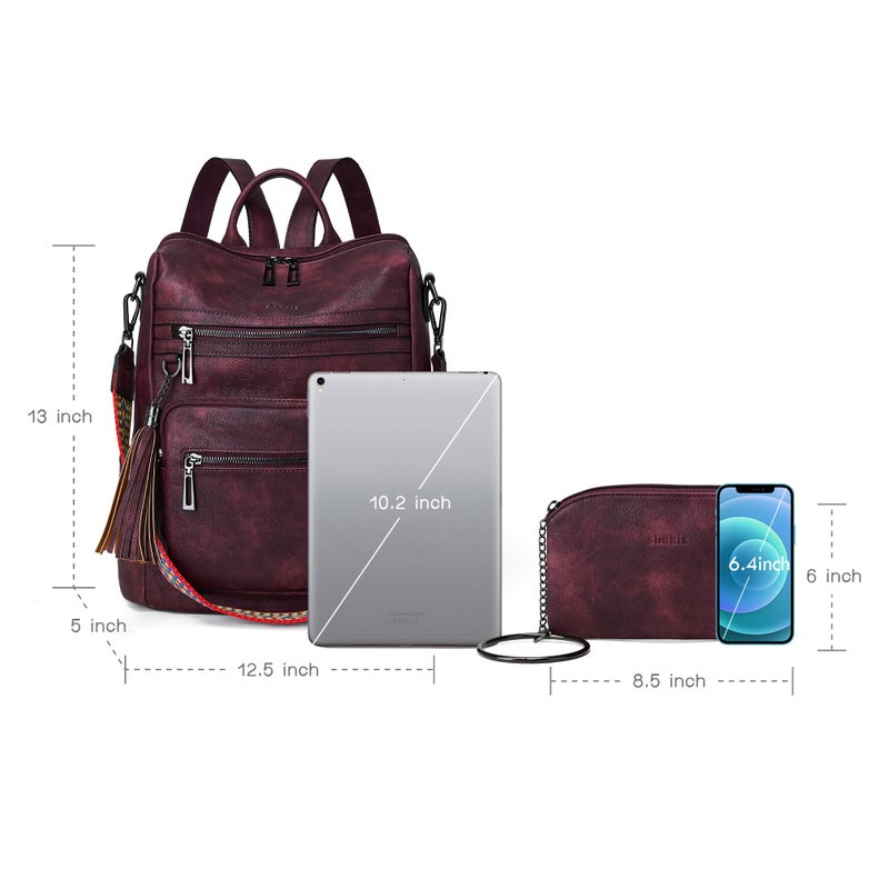 Shrrie Backpack Purse for Women Leather Backpack Fashion Designer Travel Backpack Convertible Shoulder Bag - Image 5