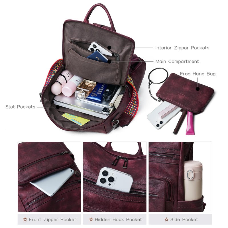 Shrrie Backpack Purse for Women Leather Backpack Fashion Designer Travel Backpack Convertible Shoulder Bag - Image 4