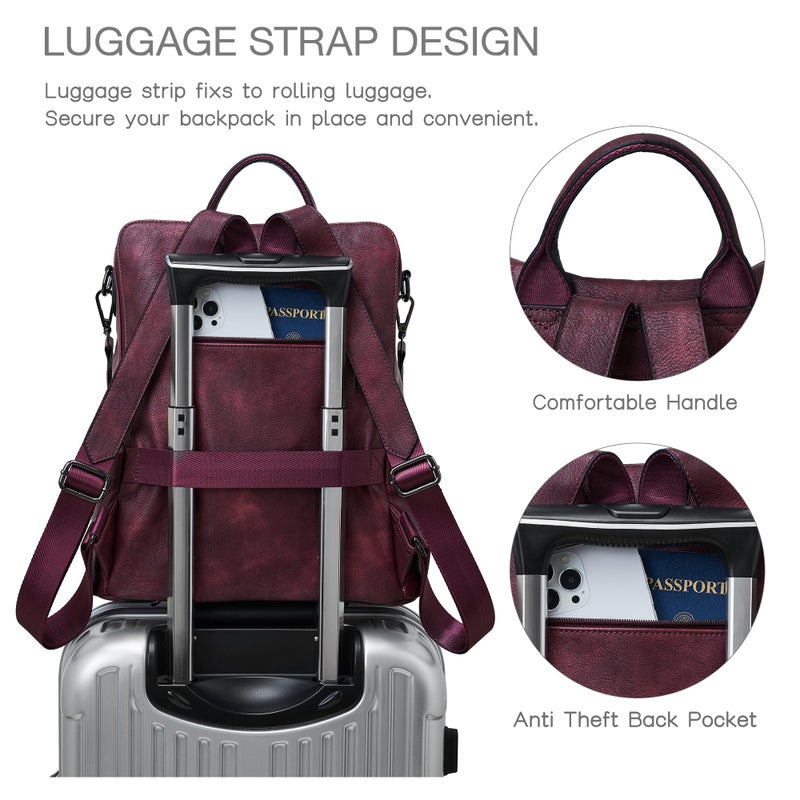 Shrrie Backpack Purse for Women Leather Backpack Fashion Designer Travel Backpack Convertible Shoulder Bag - Image 2