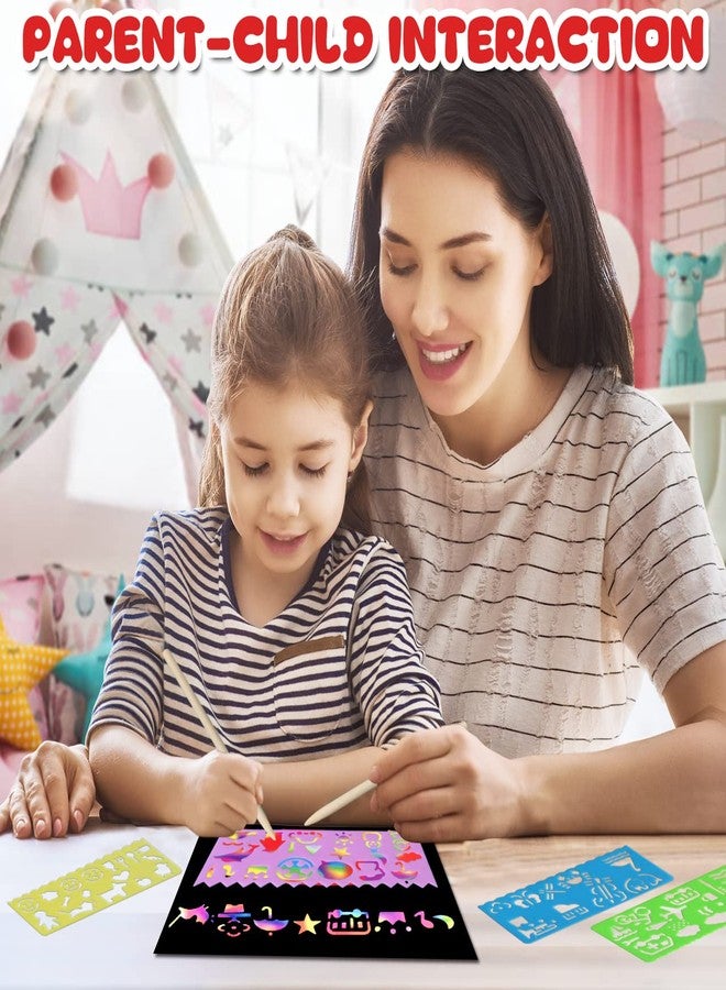 ZMLM Scratch Paper Art Set: 60Pcs Magic Drawing Art Craft Kid Mother Gifts Scratch Paper Supply Toddler Preschool Learning Toy for Age 3 4 5 6 7 8 Girl Boy Birthday Activities Toys - Image 5