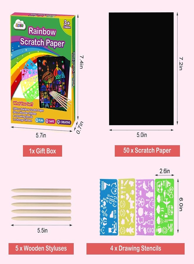 ZMLM Scratch Paper Art Set: 60Pcs Magic Drawing Art Craft Kid Mother Gifts Scratch Paper Supply Toddler Preschool Learning Toy for Age 3 4 5 6 7 8 Girl Boy Birthday Activities Toys - Image 4