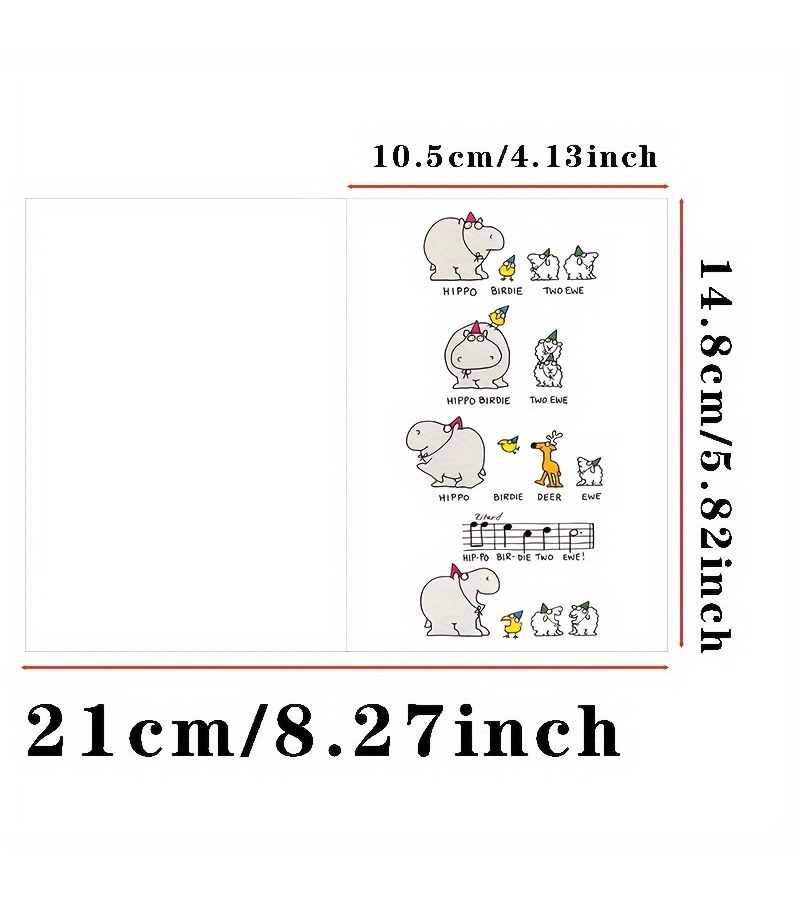 Happy Hippo Birthday Card With Envelope Funny Animal Pun Greeting 1pc - Image 3