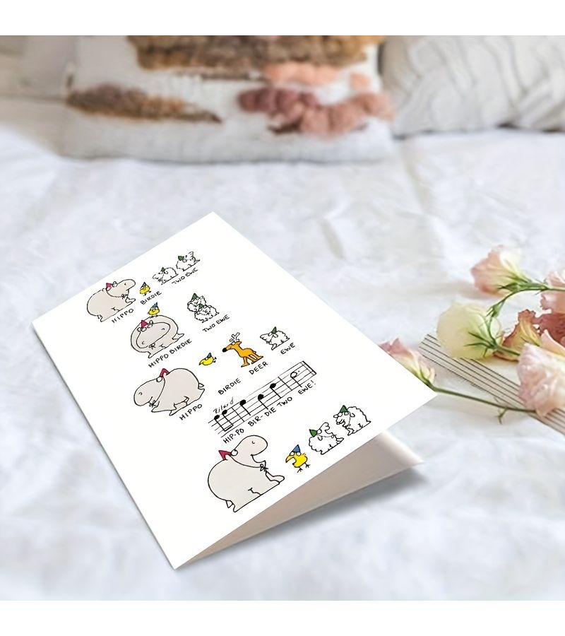 Happy Hippo Birthday Card With Envelope Funny Animal Pun Greeting 1pc - Image 5