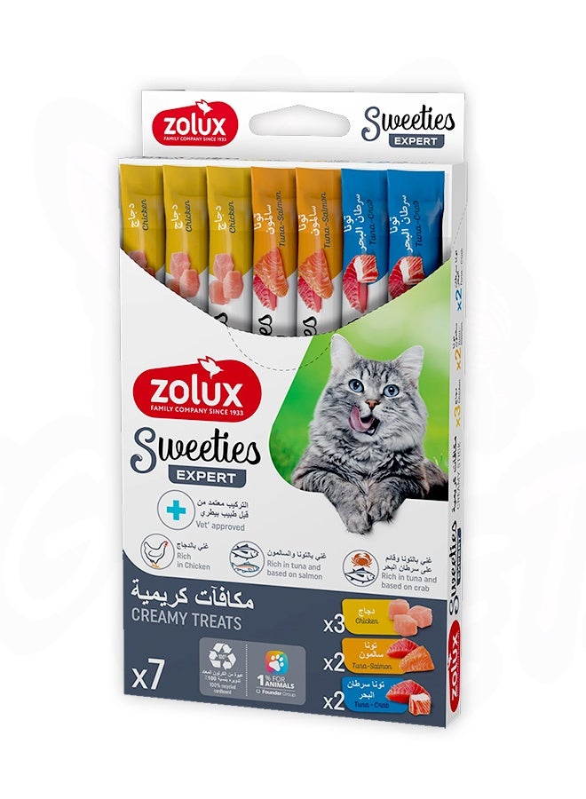 ZOLUX Sweeties Mixed of Chicken, Salmon And Crab Treats for Cats – 14 GM (Pack Of 7) - Image 1