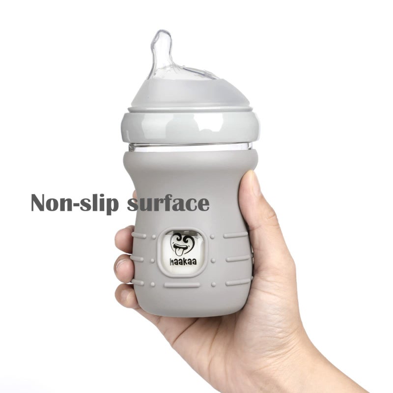 haakaa Glass Baby Bottle Sleeve - Non Slip Silicone Bottle Cover for Wide Neck Glass Baby Bottle 6oz -1pk - Image 4