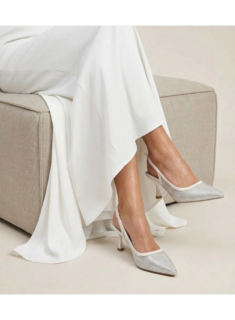 فيبراندا حذاء نسائي بكعب عالي Slingback مزين بلمعة كريستالية C-97 - Image 2