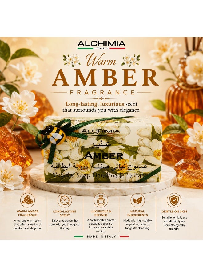 Alchimia Vegetal Amber Soap Bar 200g | Luxury Italian Soap | Warm Amber Fragrance | Natural moisture balance  |Suitable for All Skin Types - Image 4