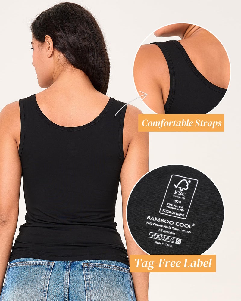 BAMBOO COOL Women's Ultra Soft Lingerie Camisole Basic Tank Breathable Undershirt 4 Pack - Image 5