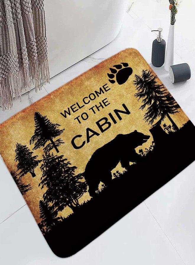 MERCHR Rustic Cabin Bath Rug, Farmhouse Country Bear Forest Vintage Non Slip Bathroom Rugs,Hunting Camping Bath Rug Sets for Bathroom Bedroom Kitchen Outdoor Indoor 17x29 Inch - Image 2