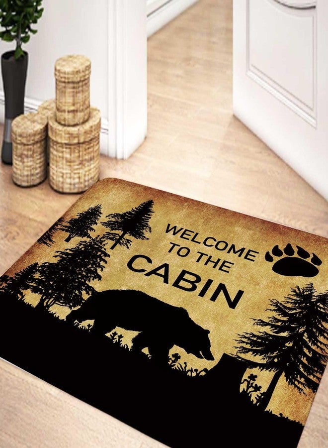 MERCHR Rustic Cabin Bath Rug, Farmhouse Country Bear Forest Vintage Non Slip Bathroom Rugs,Hunting Camping Bath Rug Sets for Bathroom Bedroom Kitchen Outdoor Indoor 17x29 Inch - Image 3
