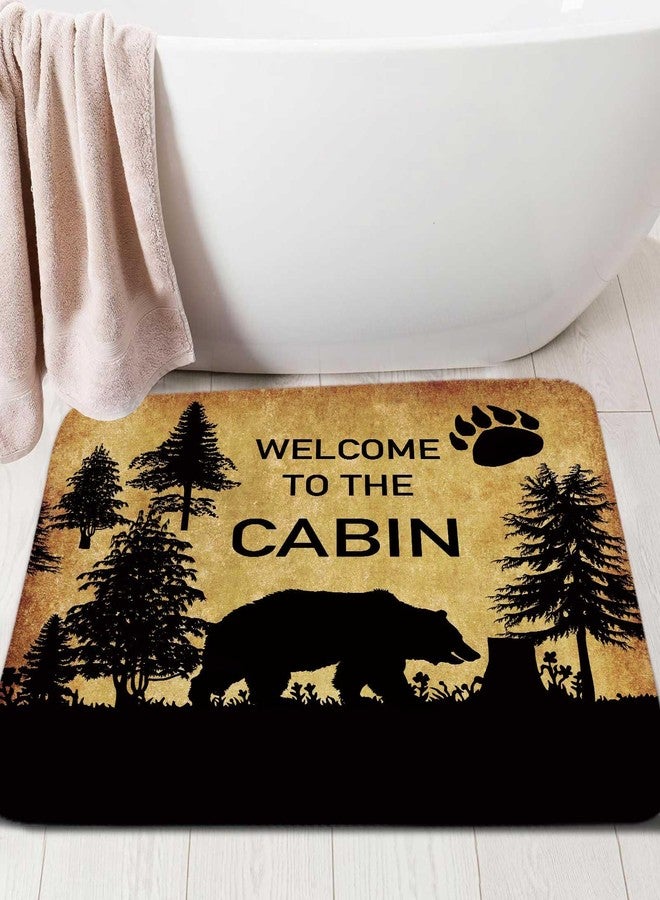 MERCHR Rustic Cabin Bath Rug, Farmhouse Country Bear Forest Vintage Non Slip Bathroom Rugs,Hunting Camping Bath Rug Sets for Bathroom Bedroom Kitchen Outdoor Indoor 17x29 Inch - Image 1